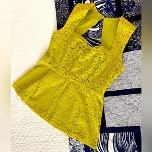 Anthropologie Girls from Savoy Chartreuse Lace Blouse